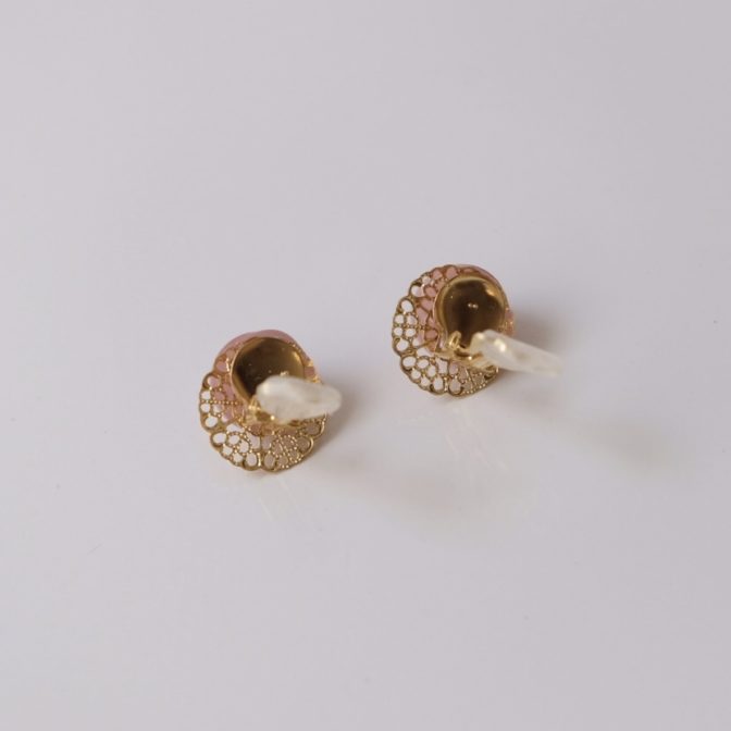ピアス／イヤリング】Cabochon(Round)~ Guava Quartz