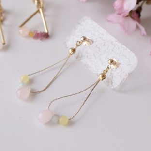 【ピアス／イヤリング】No.046 Title:幸手権現堂堤の桜トンネルと菜の花(Japan)