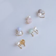 【イヤカフ】天然石と淡水パールのearcuff(clip)~Round(5color)~